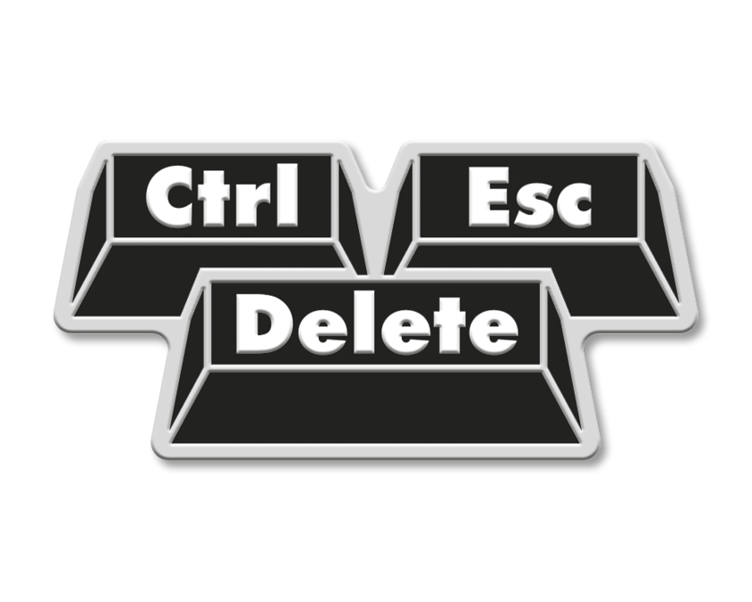 Control, Escape, Delete Enamel Badge - School Merit Stickers