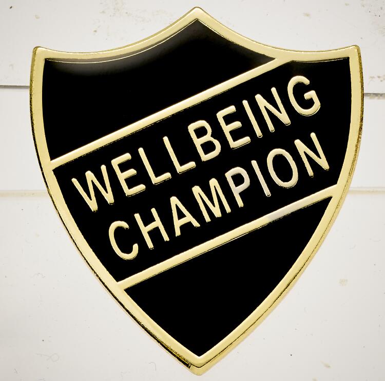Wellbeing Champion badge Black (pack of 5)