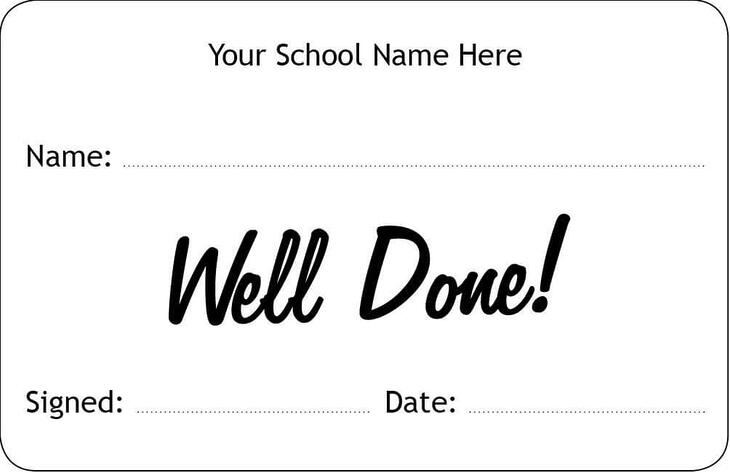 Well Done Award Cards - School Merit Stickers