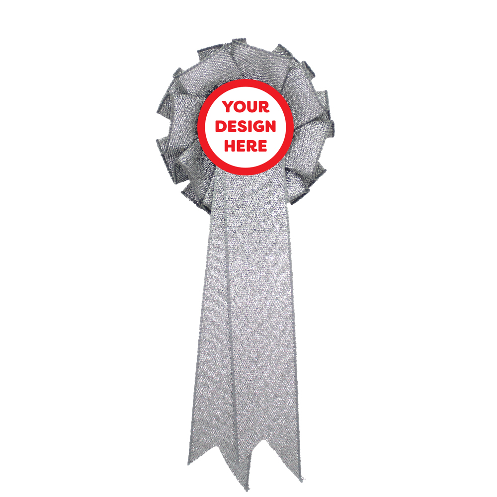 Personalised Glitter Silver Ribbon Rosette