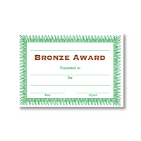 Bronze Award Certificates